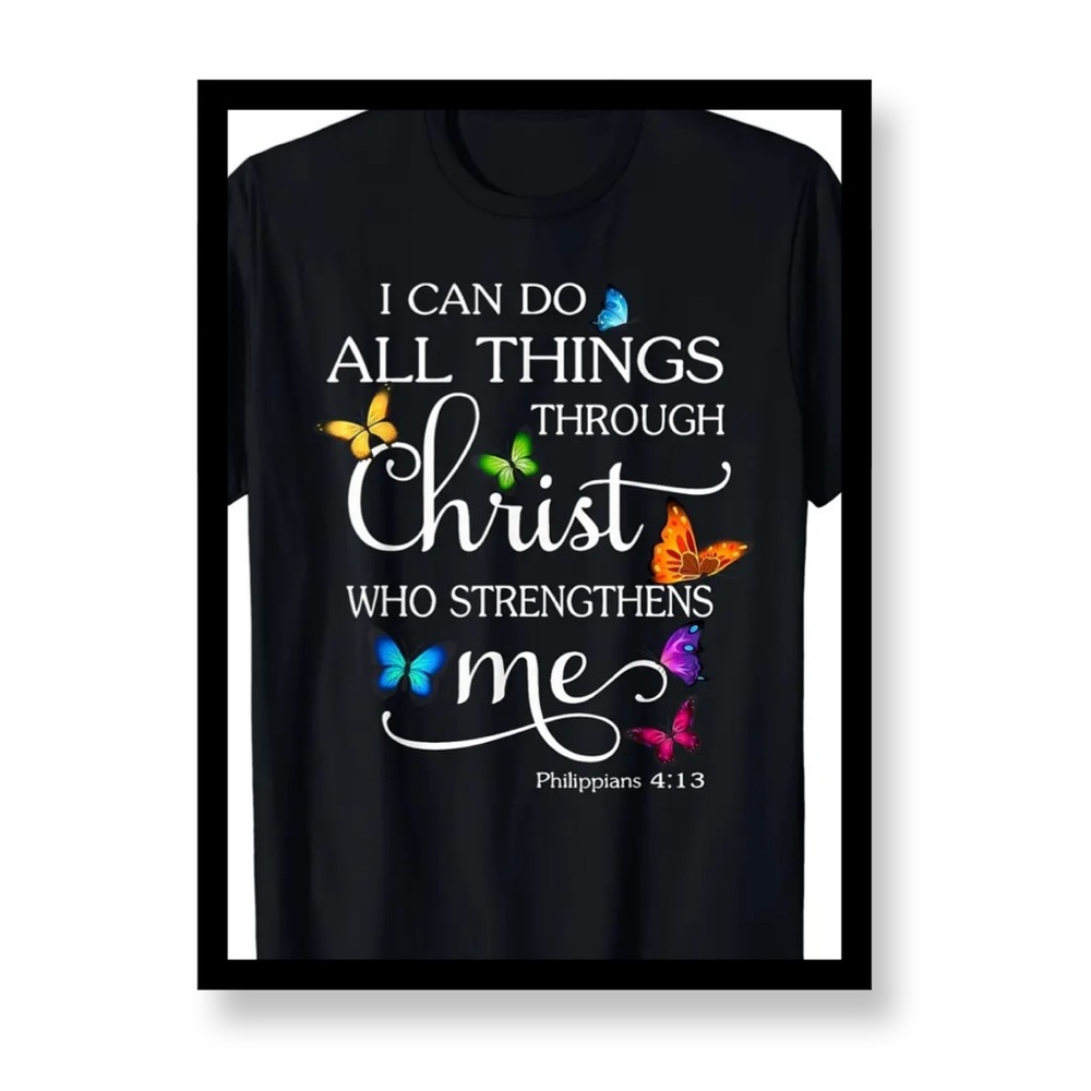 Women’s Plus Size Inspirational Black T-Shirt with Colorful Butterflies